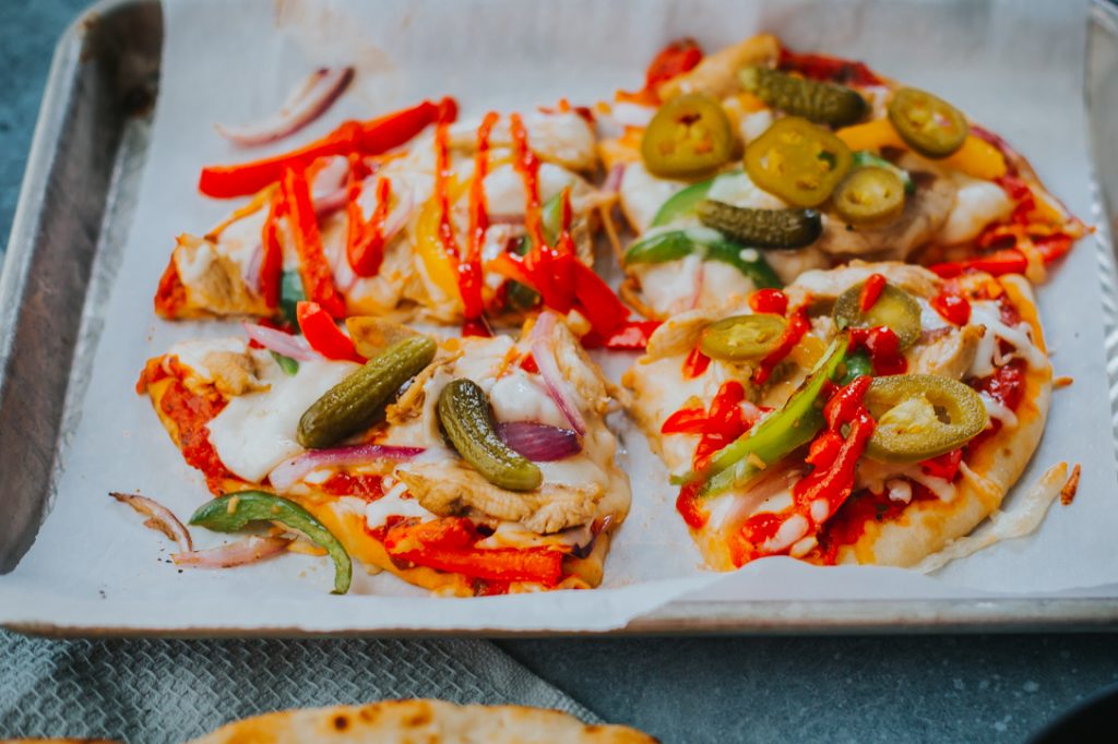 Chicken Cheesesteak Naan Flatbread AYo Kitchen